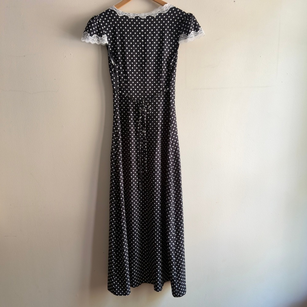 RIHOAS Polka Dots Collection Lace Trim Maxi Dress Black White XS New - Picture 3 of 7